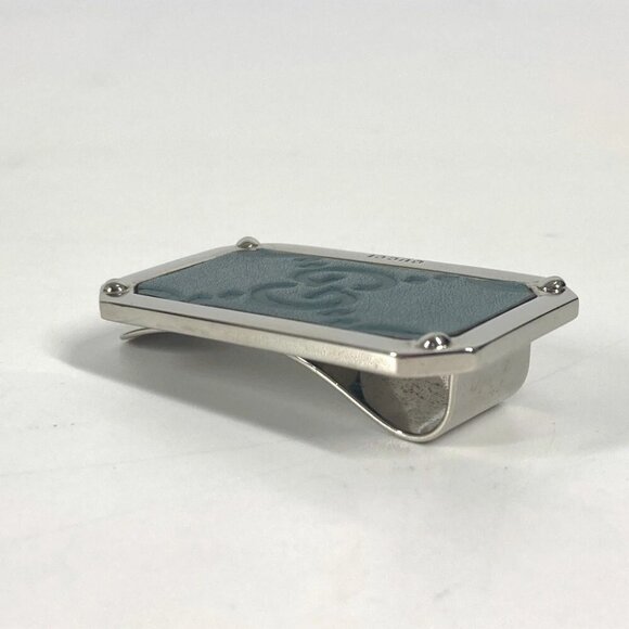 GUCCI Guccissima GG Wallet Money clip Sima leather blue/Silver - Picture 7 of 12